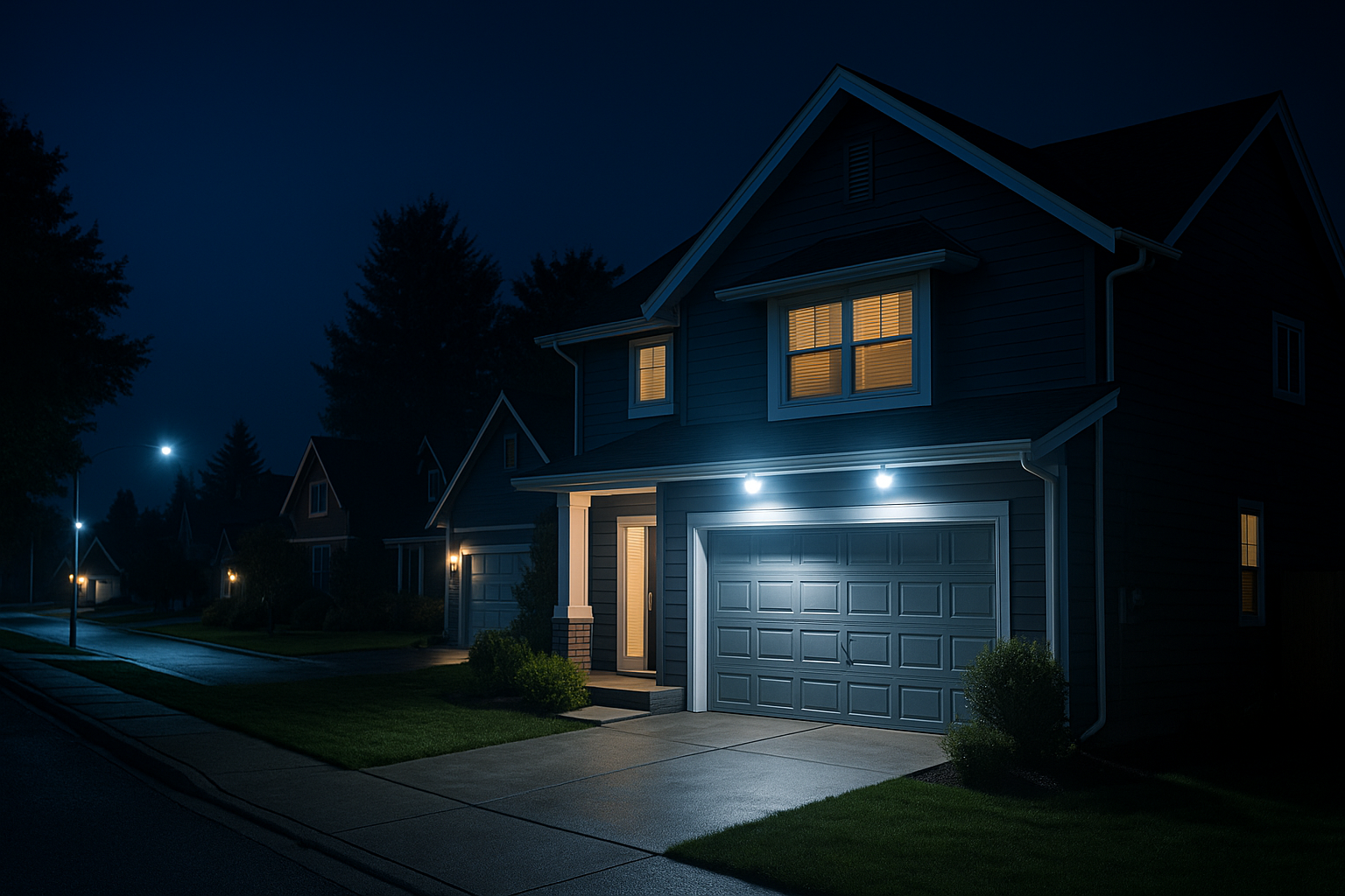 Modern home at dusk